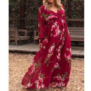 🎀HP🎀 Chiffon Long Sleeve Plus Maternity Maxi